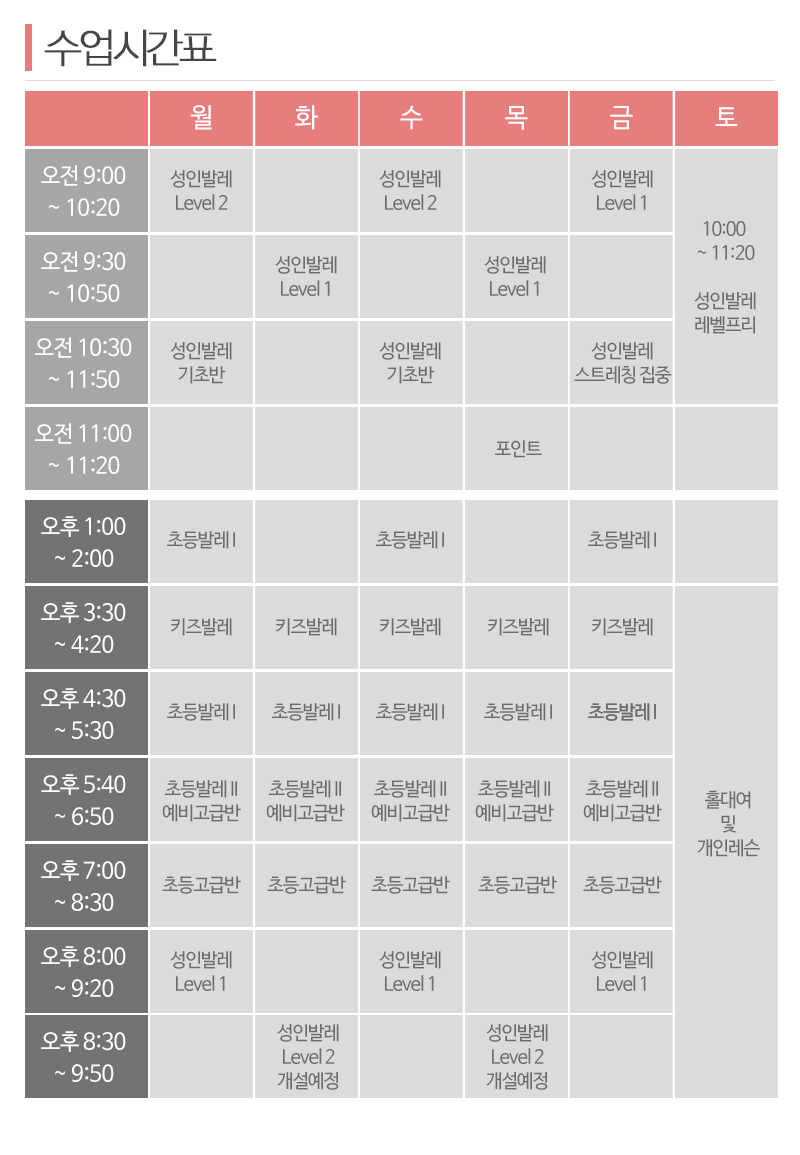 예종발레스쿨_내용